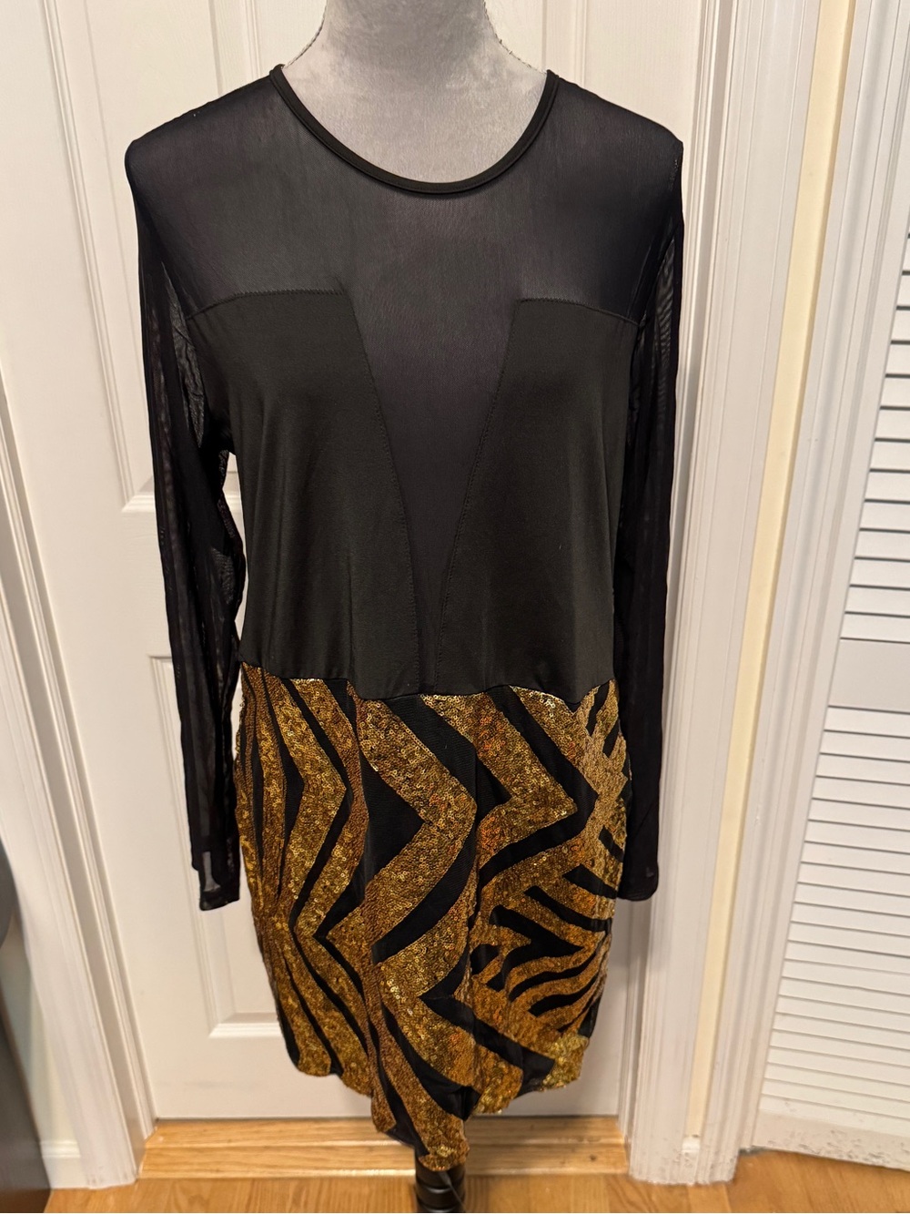 Red Dot Boutique Sequin Skirt with Sheer Top Mini Dress 1X